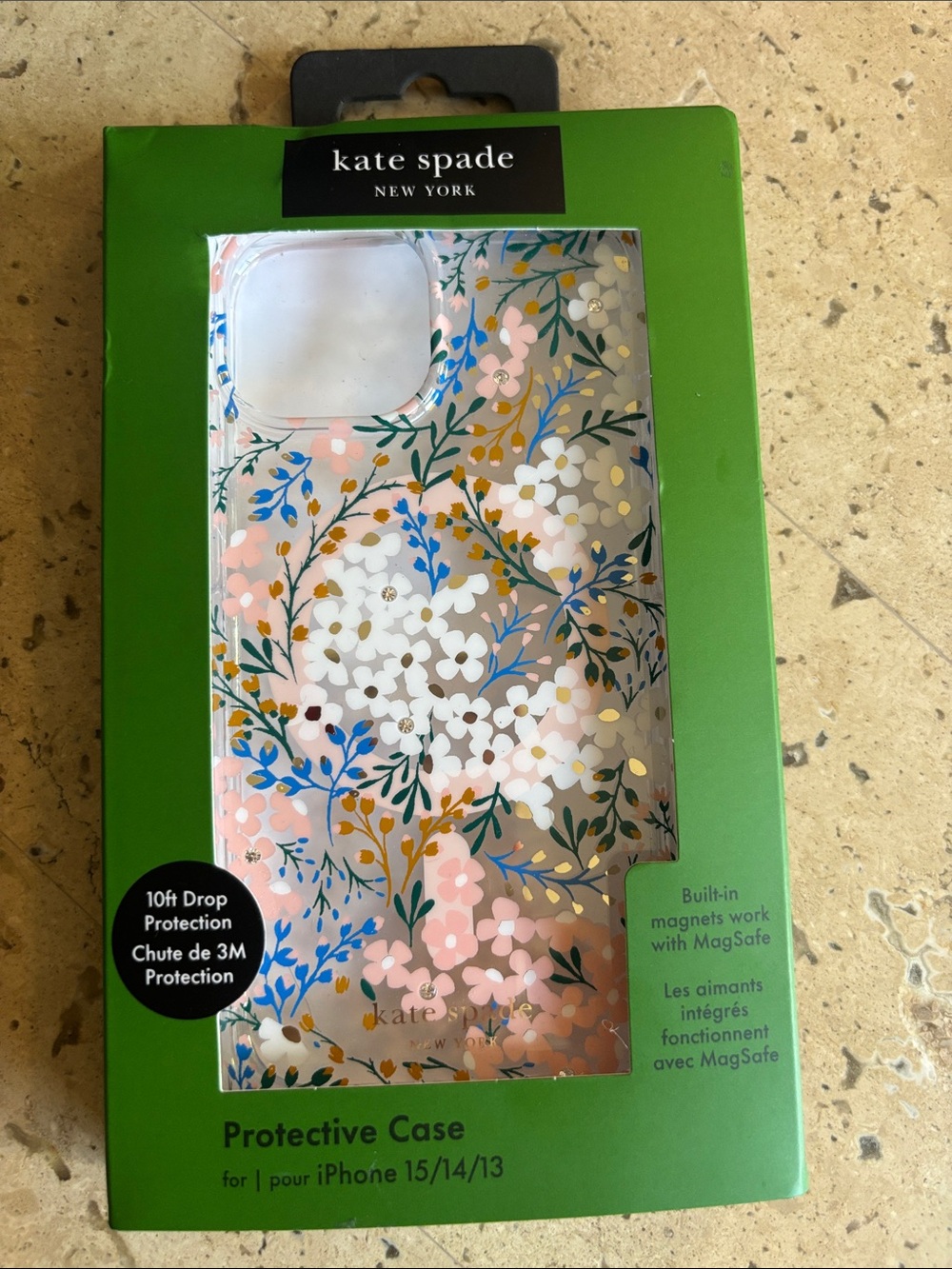 kate spade Floral Clear iPhone Case with Pink, White & Gold Accents